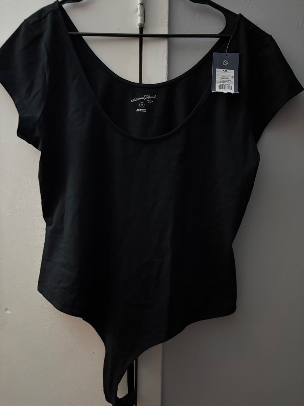 Universal Thread Black Scoop Neck Asymmetric thong Bodysuit